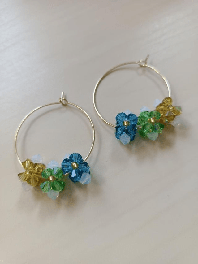 Fleurs de Cristal - Or - Bleu, vert & jaune