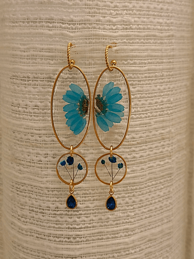 Modèle unique - Strass et fleurs bleues