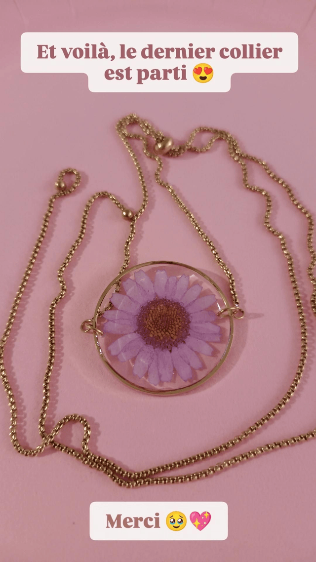Modèle unique - Collier Fleur séchée - Marguerite rose