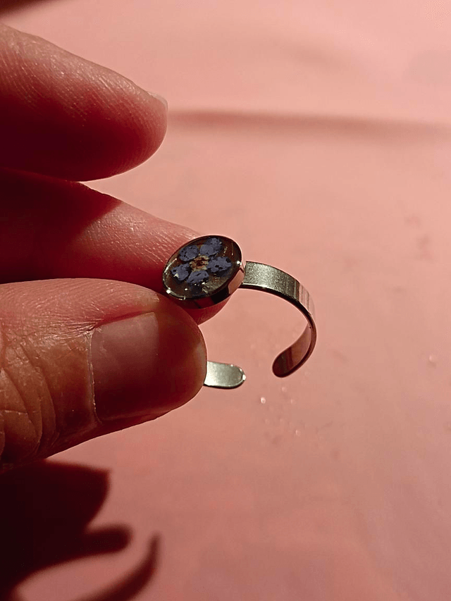 Bague Fleur séchée Myosotis 