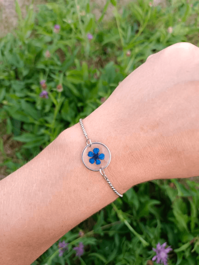 Bracelet Fleur séchée Bleue