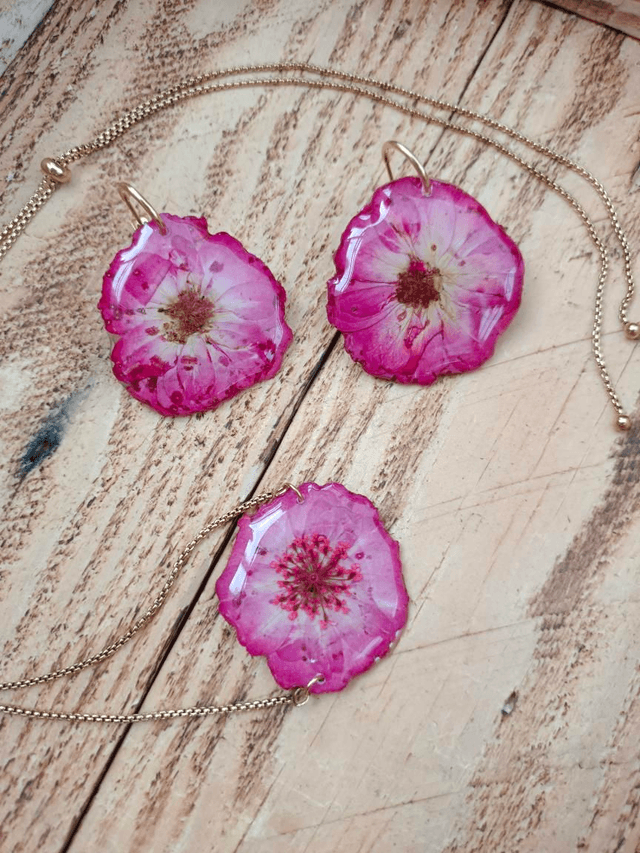 Modèle unique - Parure Fleurs séchées Rose