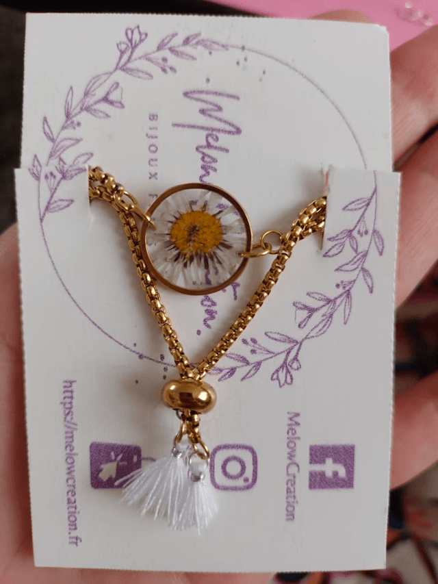 Parure - Collier + Bracelet - Marguerite/Pâquerette