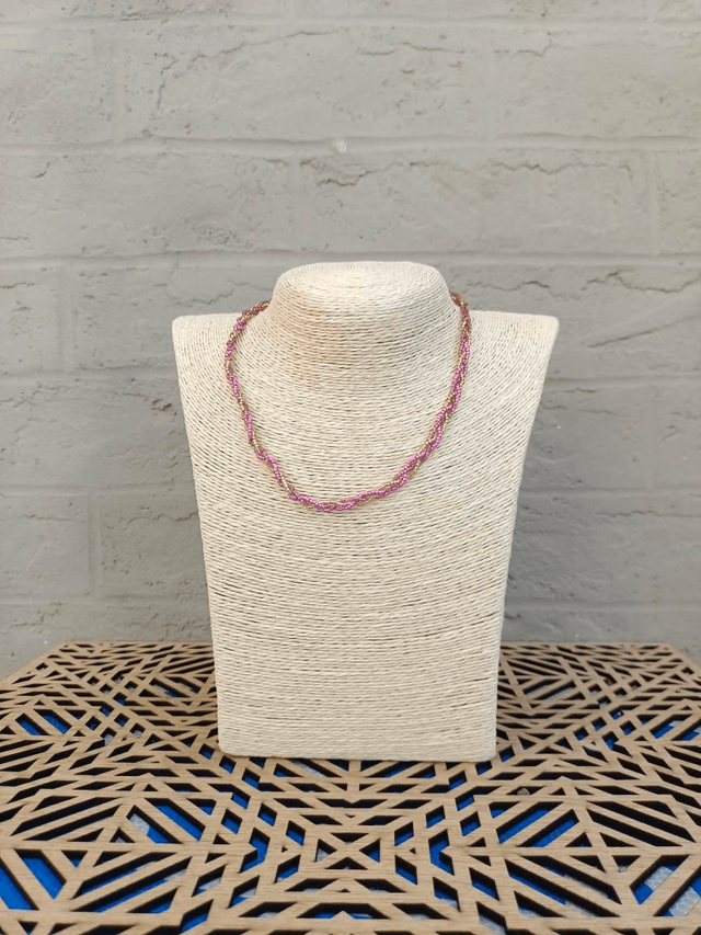 Collier tressé fin - Rose & Or