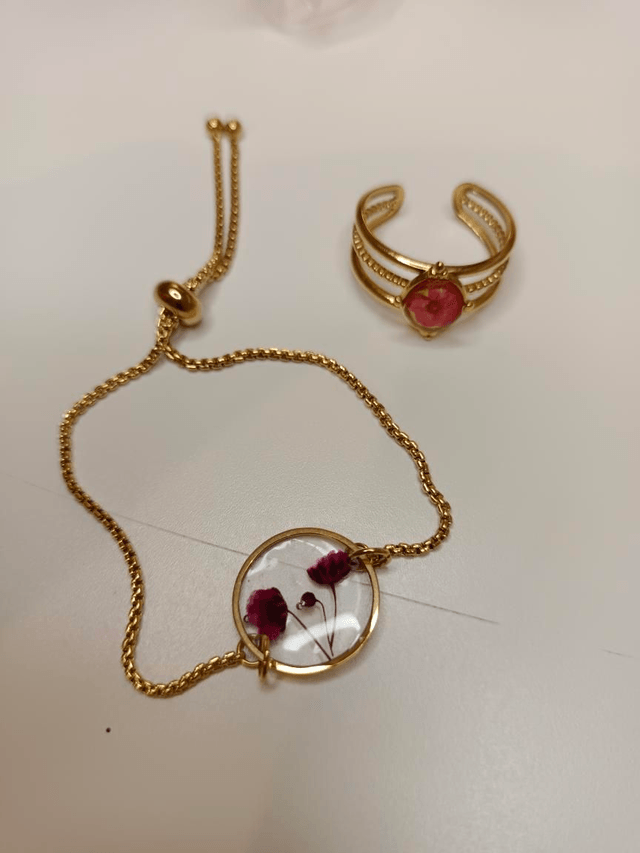 Bague Fleur séchée Rose