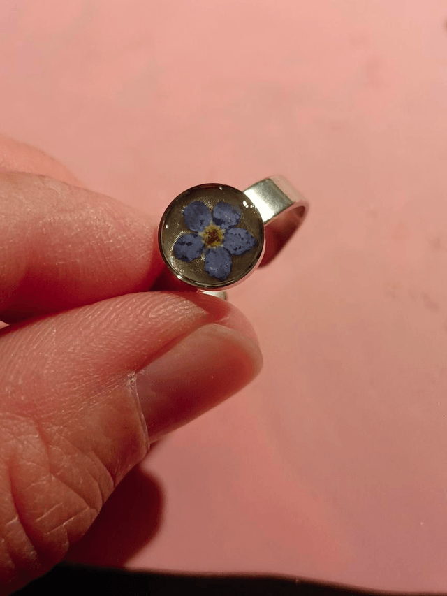 Bague Fleur séchée Myosotis 