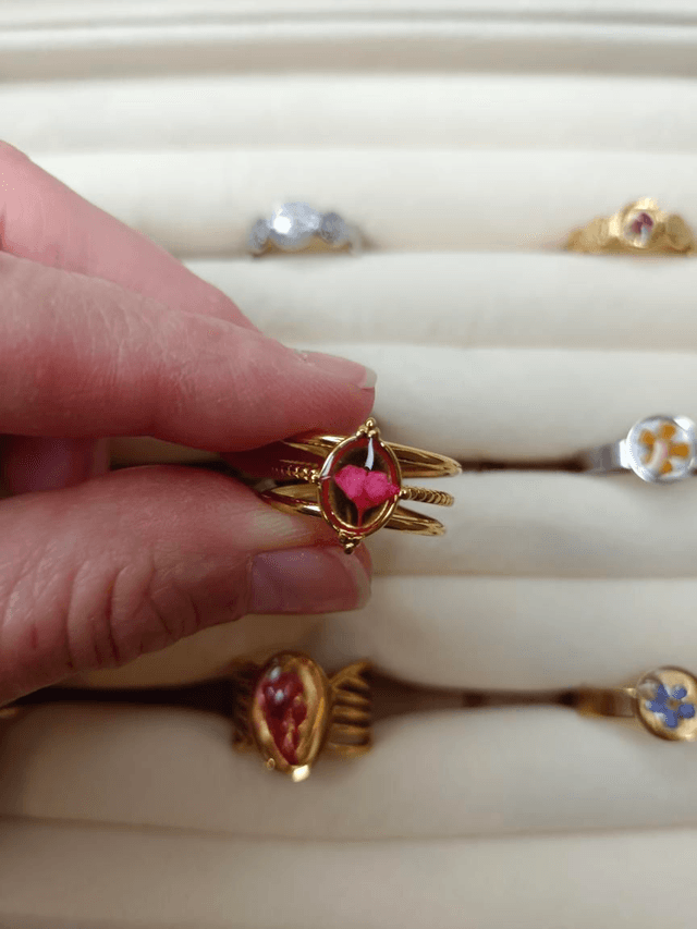 Bague Fleur séchée Rose