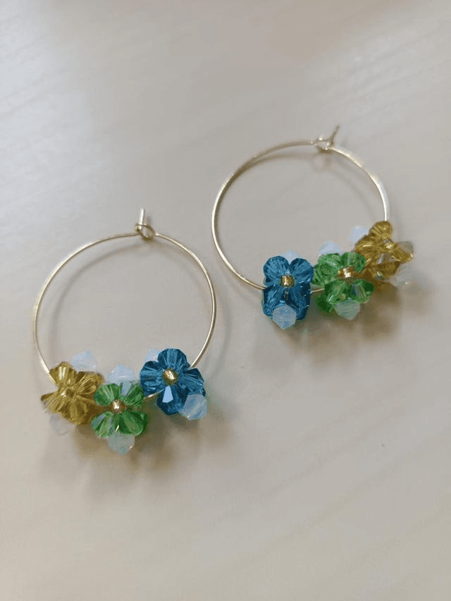 Fleurs de Cristal - Or - Bleu, vert &amp; jaune