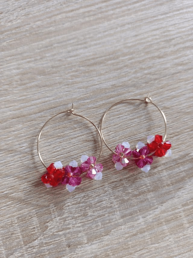 Fleurs de Cristal - Or - Fuchsia &amp; rouge