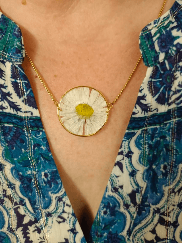 Modèle unique - Collier Fleur séchée - Pâquerette