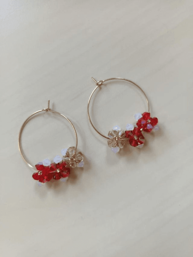 Fleurs de Cristal - Or - Rouge, orange &amp; beige