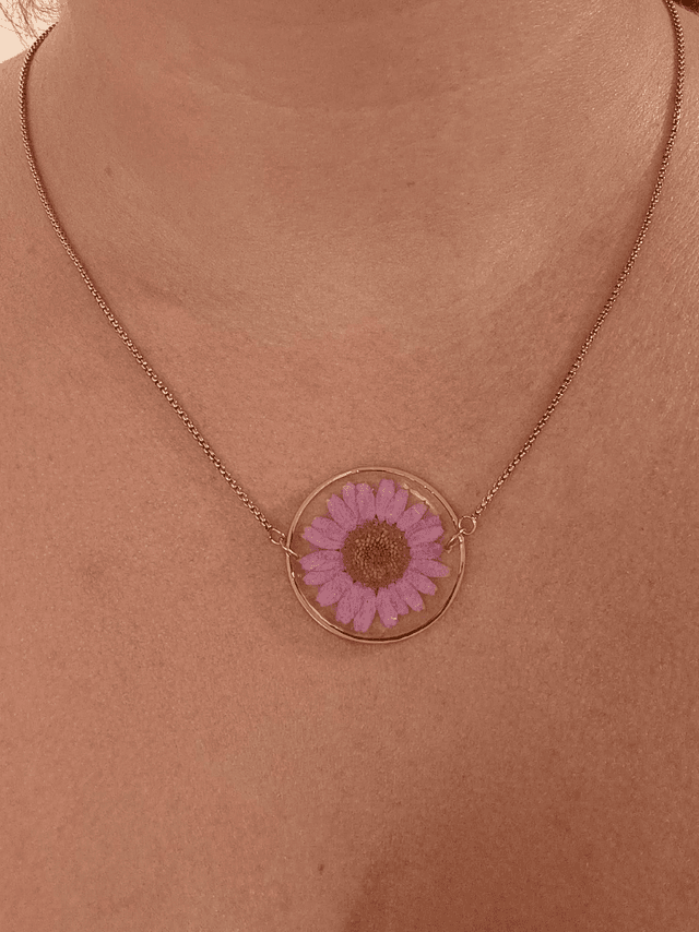 Modèle unique - Collier Fleur séchée - Marguerite rose