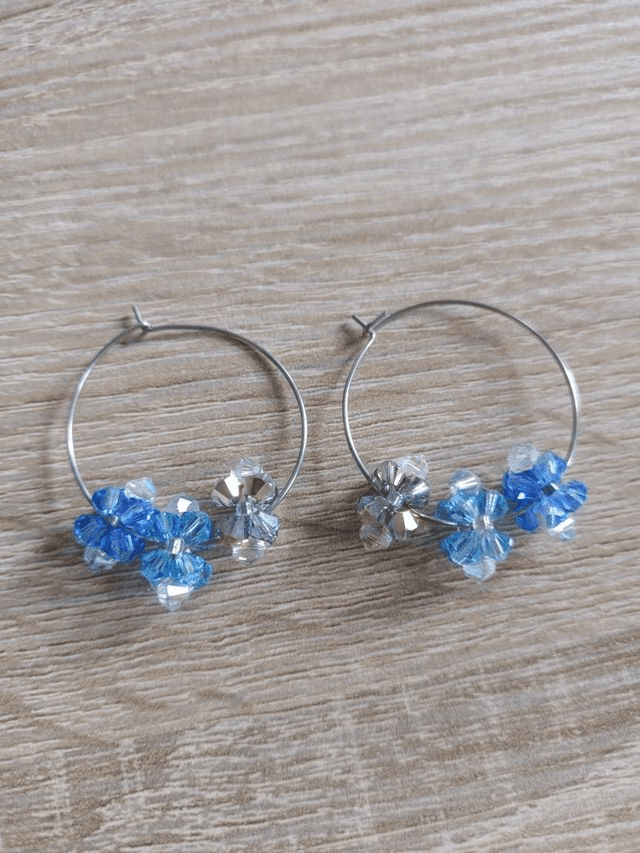 Fleurs De Cristal - Argent - Bleu gris
