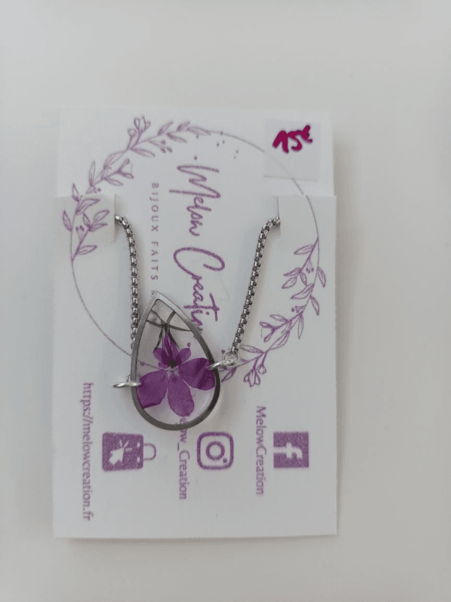 Modèle unique - Bracelet Fleur séchée - Violet