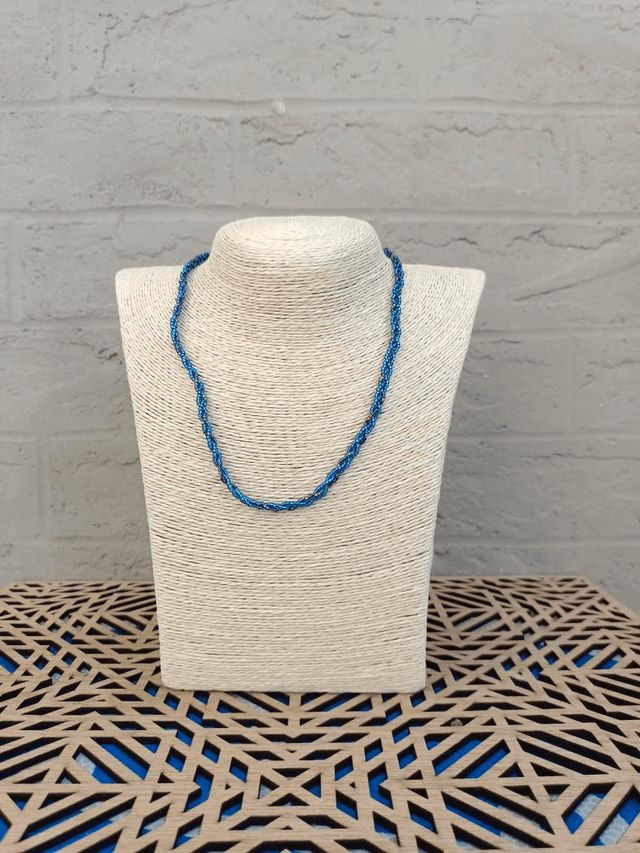 Collier tressé fin - Bleu