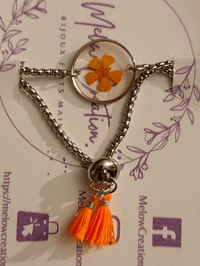 Bracelet pompons - Orange 